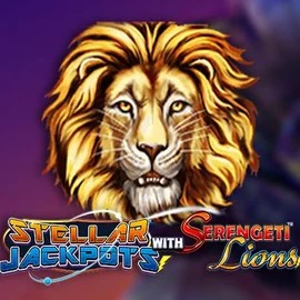 Stellar Jackpots with Serengeti Lions online game logo by Lightning Box Game on stakeprixcasino.eu